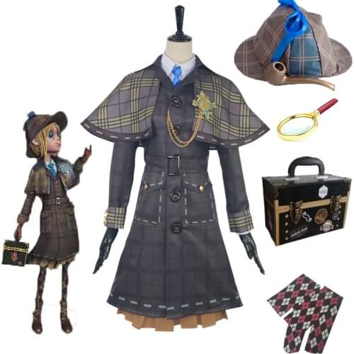 Anime Identity V Cosplay Costume Cos Clothes Gardener Miss Truth Emma Woods Cosplay Costume Set With Hat Magnifying Glass wig