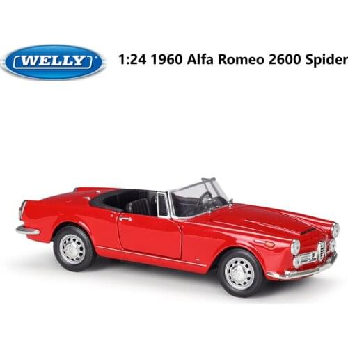 WELLY Diecast 1:24 Car High Simulation 1960 Alfa Rameo 2600 Spider Model Car Alloy Metal Toy Car For Children Gift Collection