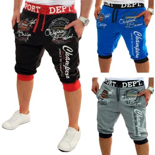 ZOGAA Summer Men Casual Shorts Boys Knit Length Letter Printed Sweatpants Male Loose Workout Jogger Fitness Streetwear 2019 New