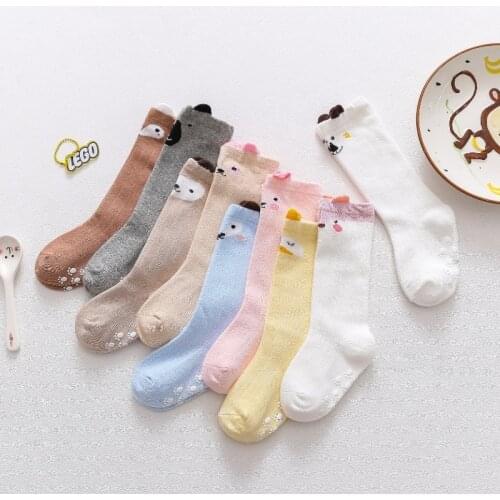 3pairs Baby Socks Autumn Winter Non-slip Rubber Animal Cartoon Cotton Newborn Long Tube Knee Christmas Socks for Baby Girl Boys