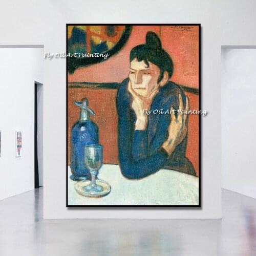 New Design 100% Handmade Beautiful Girl Drinking Figure Oil Painting Women Portrait Large Grey Canvas for Room Home Decoration