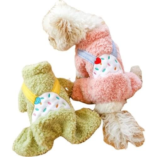 Autumn/Winter Pet Clothes Lamb Plush Fleece Warm Fluffy Dog Jacket Teddy Yorkshire Small Dogs Cake Parkas Puppy Cat Pink Coat
