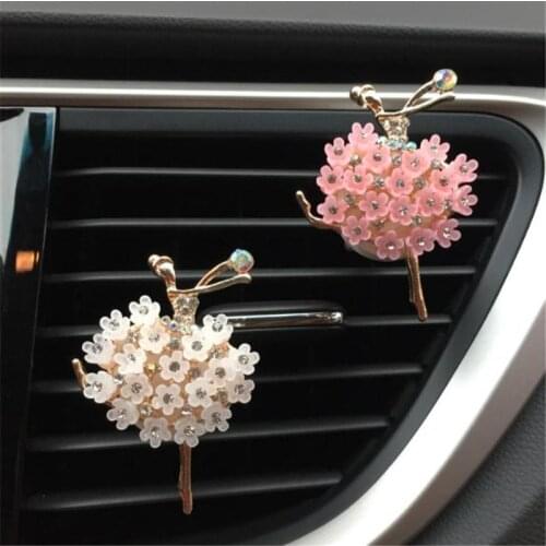 MR TEA Flower series Ballet Girlt Air Freshener Car Styling Solid Fragrance Beautiful Car Air Vent Perfume clips for Girls gifts
