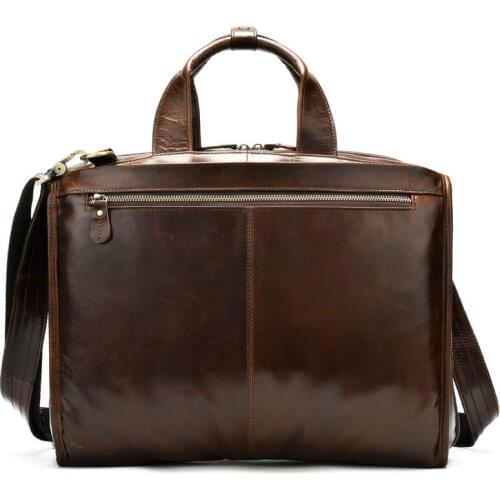 Briefcase Messenger Bag Mens Genuine Leather 14 Inch Laptop Bag Mens Briefcases Office Vintage Tote for Document 8867