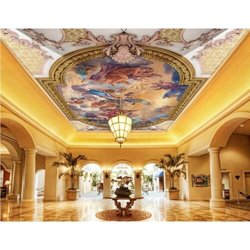 Europe style ceiling frescoes Angel wallpaper mural ceilings papel parede mural wallpaper Home Decoration