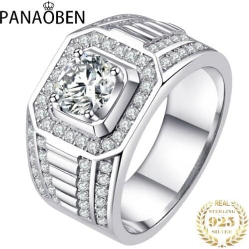 Luxury 100% Real 925 Sterling Silver Men Rings Unique Style Engagement Wedding Anniversary Party Exquisite Elegant Charm Jewelry