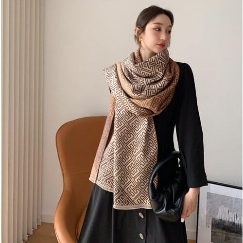 Luxury brand Winter Double sided Scarf Women Cashmere Warm Pashmina Foulard Lady Luxury Horse Scarves Thick Soft Shawls Wraps