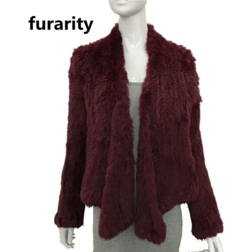 SF0013 Australia Fashion Knit Rabbit fur Coat Hot Sale Women Winter Fur Coat Real Rabbit Fur genuine real natural womens knitted