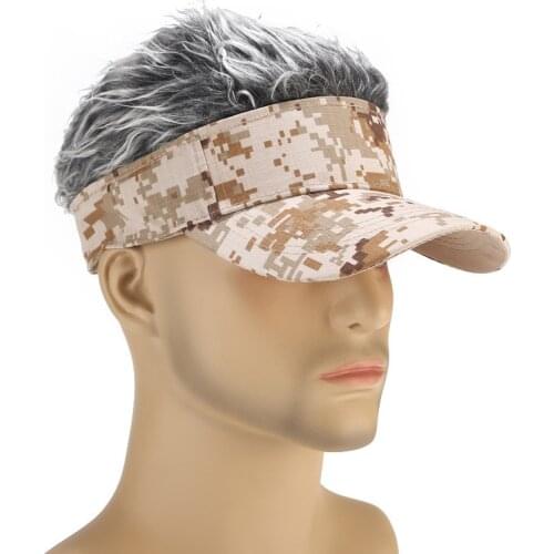 Hat Unisex Funny Wig Camouflage Cap Fake Hair Visor Casual Outdoor Golf Caps Wig Baseball Cap Outdoor Parent-child Street #p5
