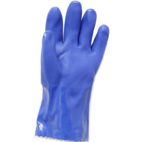 Blue oil resistant gloves XL plus waterproof cotton brie PVC household gloves