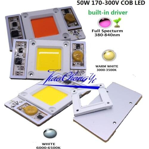 50W 220VAC 170-265VAC High Power led chip built-in driver Warm white cool white LED, 380-840NM Full Spectrum LED New