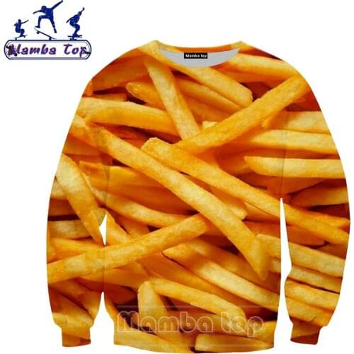 Mamba Top New 3D Print French Fries Sweatshirt Men Funny Delicious Food Potato Chips Shirt Long Sleeve Pullover Women Sportswear