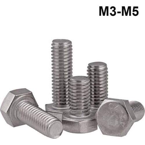 M3 M4 M5 304 Stainless Steel External Hex Outer Hexagon Head Cap Screw Bolts DIN933 Length 6mm-100mm