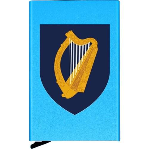 High Quality Poblacht na hÉireann Harp Shield Automatic Pop Up Credit Card Holder Cover Rfid Aluminum Pocket Wallet