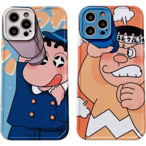 Funny Shinchan Telescope Case for iPhone 12 Pro Max Back Phone Cover for 12 Mini 11 Pro Max X XS XR 8 7 Plus SE 2020 Capa