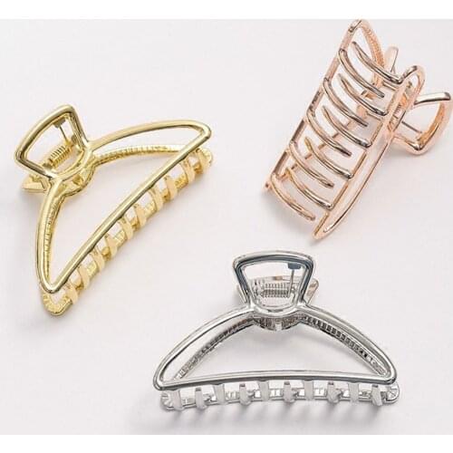 Korean Minimalist Style Geometric Metal Catch Clip Ponytail Clip Women Large Size Bath Hair Clips Hair Accessories