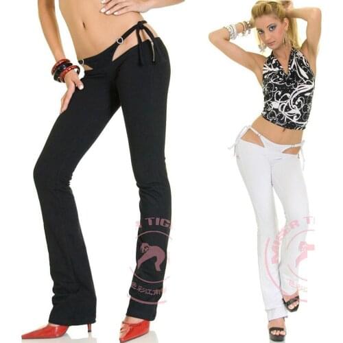 False Two-piece Super Low Waist Hollow Out Wetlook Sexy Flare Pants Women Gothic Punk Pantalon Mujer Spodnie Trousers Streetwear