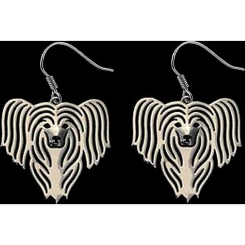 Womens Chinese Crested Dog Shaped Earrings Jewelry Cutout Animal Earrings