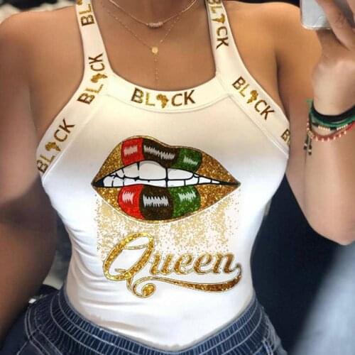 Fashion Plus Size 5XL Letter Lip Print Sleeveless Crop Top Women Summer Clothes Casual Tank Tops Female Skinny Tee Shirt Y2K