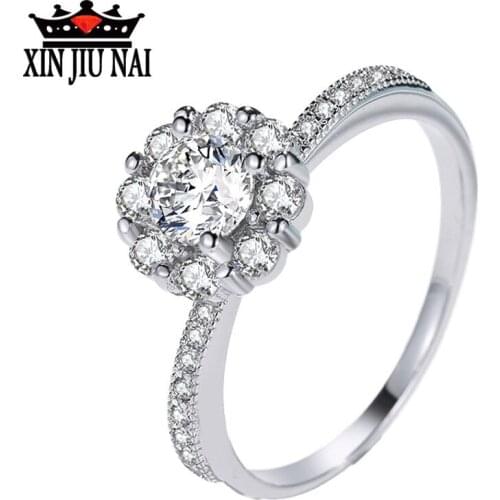 Top quality Fashion Brand 5A Zircon Real Solid 925 Sterling Silver Ring Wedding Engagement Jewelry For Women