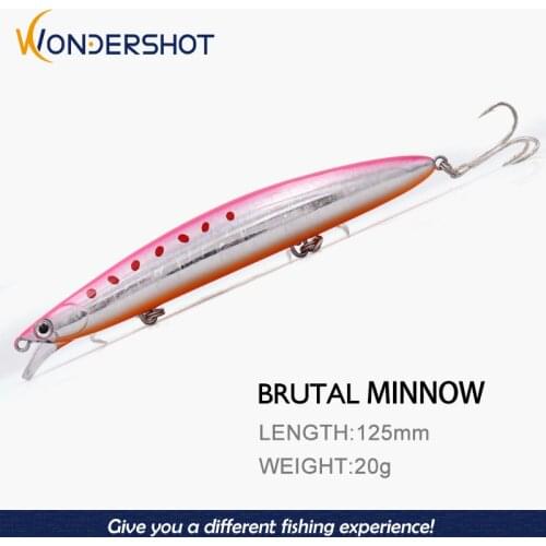 Wondershot A05 125mm 20g Long Casting Minnow Fishing Hard Bait Dive 0.3-0.9M 1PC Floating Lure 3D Eyes Artificial Baits Tackle