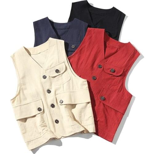 Men Multi-Pocket Classic Male Summer Thin Multi Pocket Vest Photographer Outerwear Tool 4 Colors Sleeveless Jacket Waistcoat