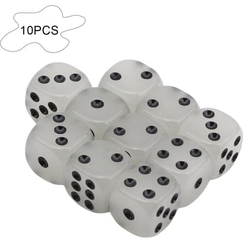 10PCS 14MM 6 Side Silver Dice-cubes Luminescent Night Light Fun Night Bar Entertainment Gaming Dices