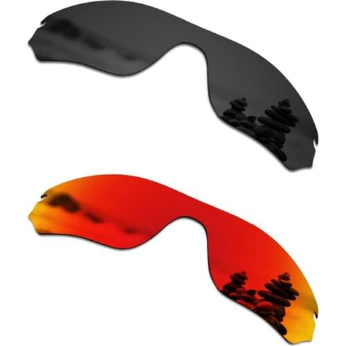 SmartVLT 2 Pieces Polarized Sunglasses Replacement Lenses for Oakley Radar Edge Stealth Black and Fire Red