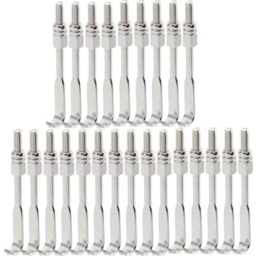 24 Pcs Chrome Plated Banjo Flat Hooks Brackets Banjo Part Accessory, Easy to Install