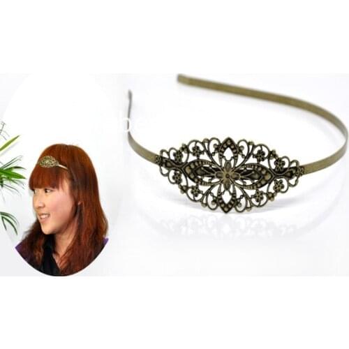 DoreenBeads 5 Bronze Tone Flower Headbands Hair Band 4.7mm wide (B13246)