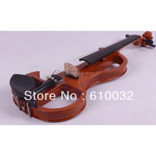 4/4 Electric Violin Solid wood Silent Pickup Fine tone Flame Veneer #2-9 brown color