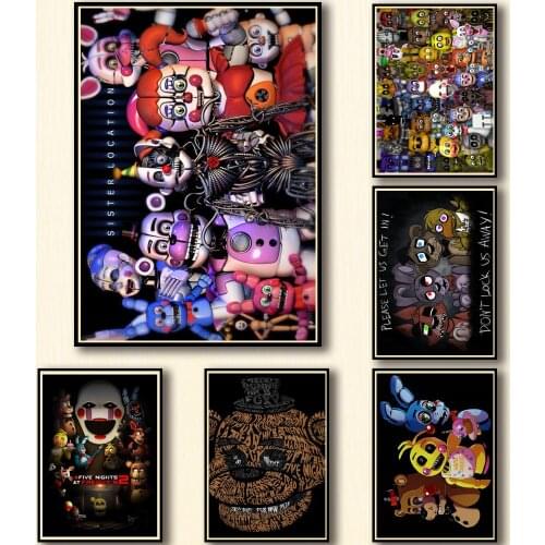 46 Designs Five Nights Freddy Whitepaper Poster Home Decal Art Painting Funny Wall Sticker for Coffee House Bar