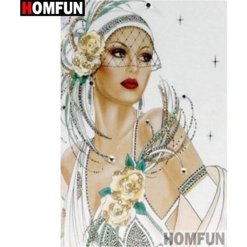 HOMFUN Diamond Painting "Beautiful woman"Cross Stitch Custom Photo Diamond Embroidery Square Round Drill Home Decor A30184