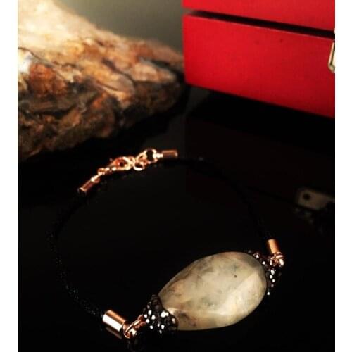 Dr Stone Natural Stone Women Peridot Stone rose gold plated Bracelet 372888082