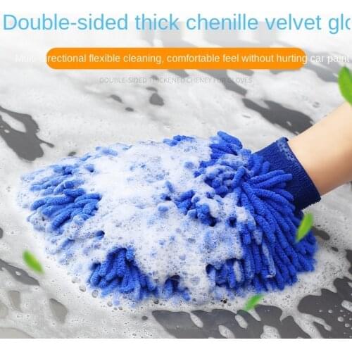 Detailing Brush Auto Care Double-faced Glove Waterproof Car Wash Microfiber Car Cleaning Mitt Wax washing gloves