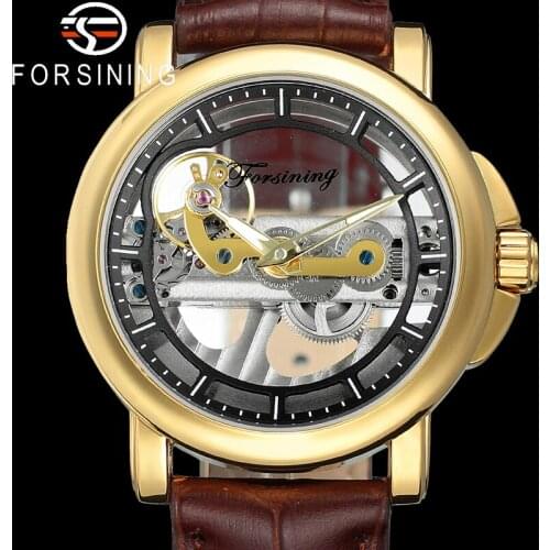 FORSINING Automatic Mechanical Transparent Men Wristwatch Military Sport Male Clock Top Brand Luxury Skeleton Man Watch 9418C