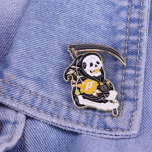 Grim reaper pin ghost brooch creative Halloween gift