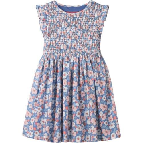 Little maven 2020 new summer baby girls clothes brand dress kids cotton flower print fashion sundresses