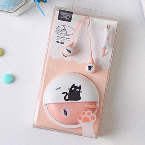 Cute Cartoon Cat Earphone Mini Earbuds in ear Noise Isolating Ear phones With Mic for iphone samsung xiaomi with Retail box