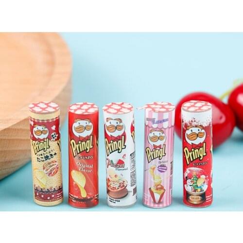 1/12 Scale Miniature Dollhouse Potato Chips Crisps Bottle Mini Doll Food for Barbies Kitchen Toy Accessories