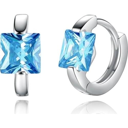 Fashion Women Luxury Jewelry Princess Cut Zircon Hoop Earring for Wedding Engagmenet Earrings Gifts