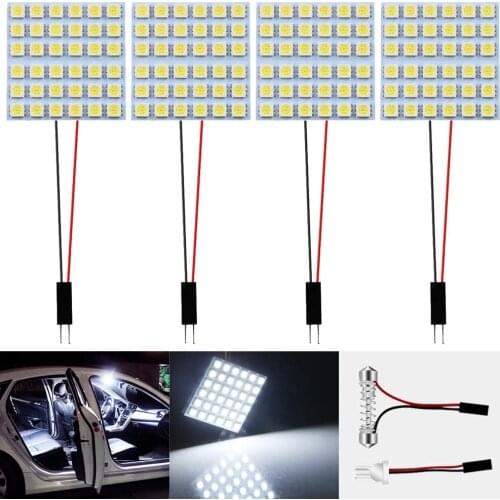 4-Pack White 36SMD LED Light Car Trailer Camper RV Interior Lighting Panel Dome Lamp Map Roof Lights with 4 X T10 Adapter 12V DC