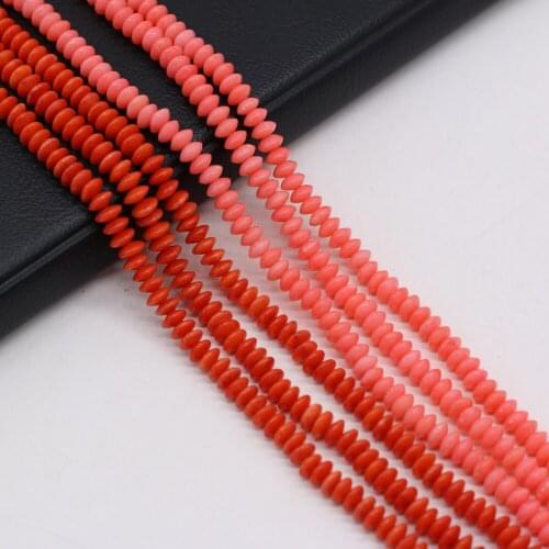 Natural Coral Beads Oblate Coral Loose Beads Necklace Accessories Charms for Jewelry Making Bracelet Earrings DIY Gift