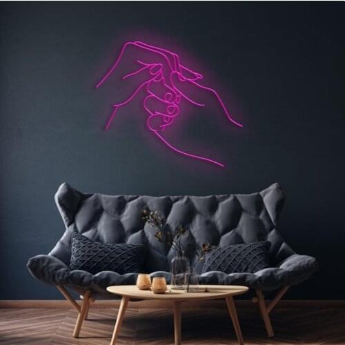 Custom Holding Hands Neon Sign Light Abstract LED Wall Hanging Acrylic Decoration Indoor Outdoor for Home Room Wedding Backboard