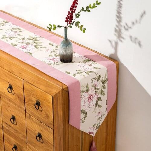 Pastoral Pink Flowers Patchwork Table Runners Chinese Simplicity Table Covers Home Party Wedding Decoration Table Cloth
