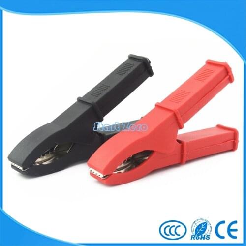 2 Pcs Fully Insulated Car Battery Alligator Clip Clamp Red/Black Length 100mm