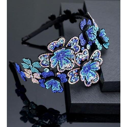 Retro Women Multicolor Flowers Headband Luxury Czech Crystal Non-slip Border Girl Hairpin Ms Fancy Hair Accessiftsories Hairband