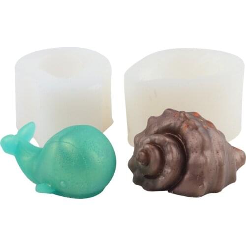DIY Cute Conch Whale Silicone Mold Cake Decorating Tools Clay Crafts Art Soap Candles Molds Chocolate Fondant Candy Baking Molds