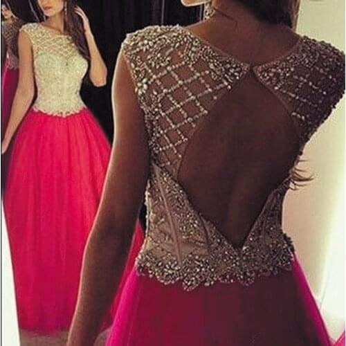 SuperKimJo Robe De Soiree Red Prom Dress Ball Gown Cap Sleeve Beaded Elegant Prom Gowns Vestidos Largos De Fiesta