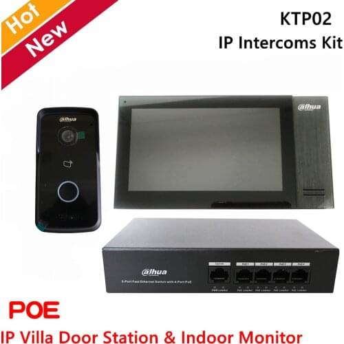 Dahua Video Intercoms Kit IP Villa Door Station & Indoor Monitor 2 Way Voice and POE Embeded 8GB SD card